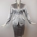 Spring Sale Vintage ICONIC THIERRY MUGLER Silver Mod Cocktail Skirt Suit Avant Garde Evening Wear Sz 38
