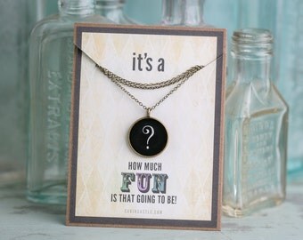 Its a question mark necklace - Miniature Pendant - Vintage Typewriter Key Inspiration - Baby Girl Shower - Glossy Resin Charm