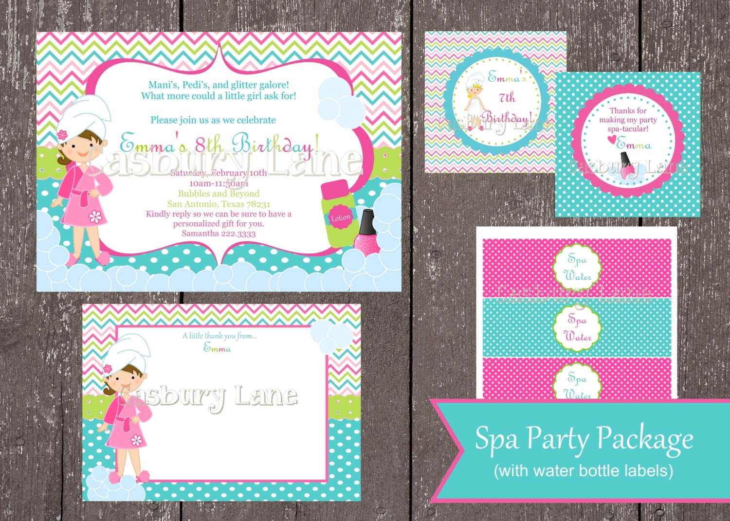 printable spa party invitations