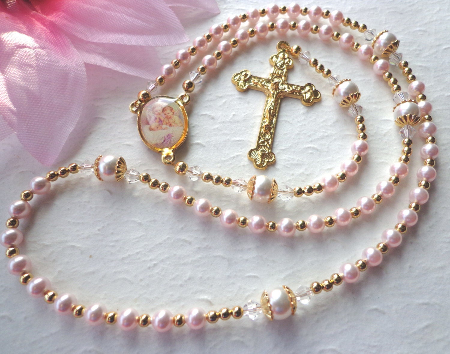 Baby Girl Baptismal Tiny Rosary Christening by HeavenlyHandsMade