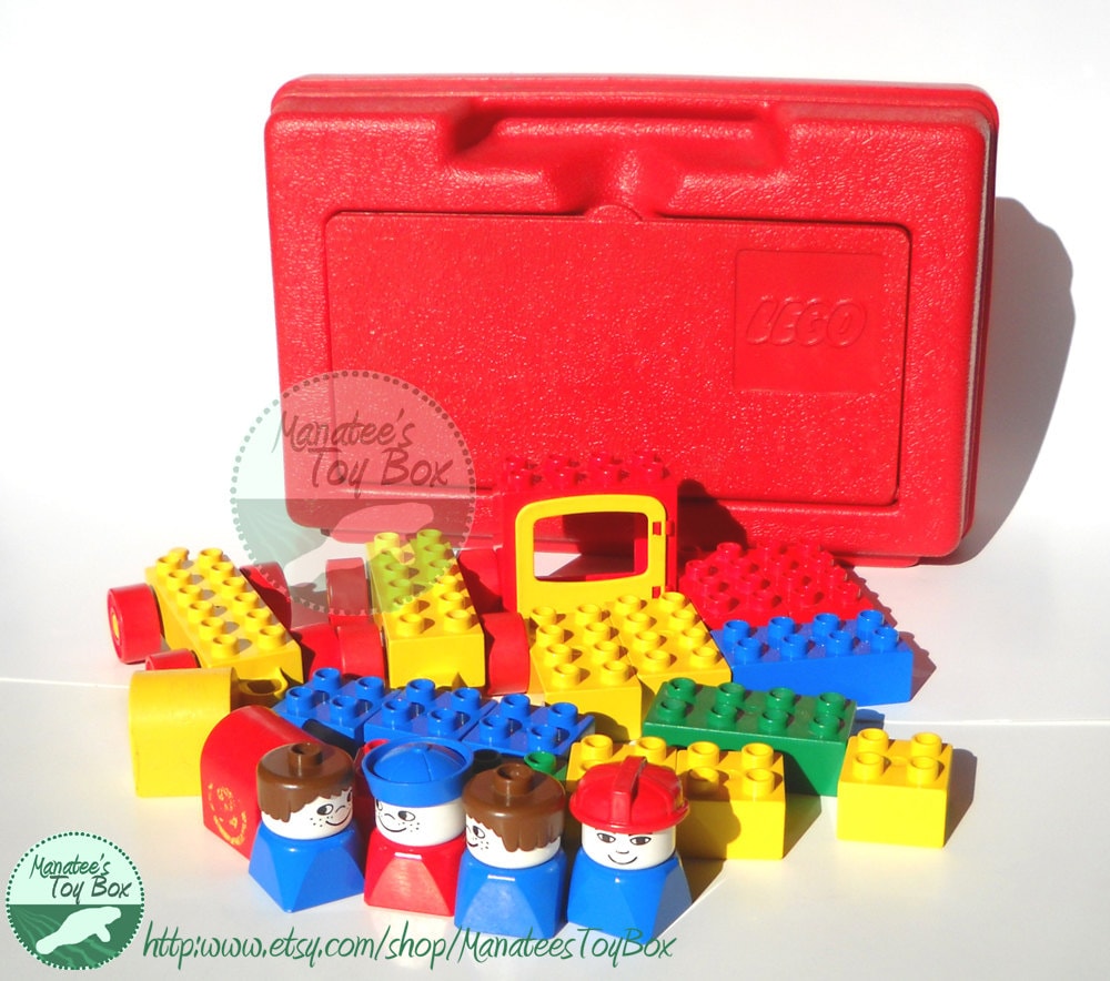 Vintage Duplo Blocks Set with Red LEGO Case