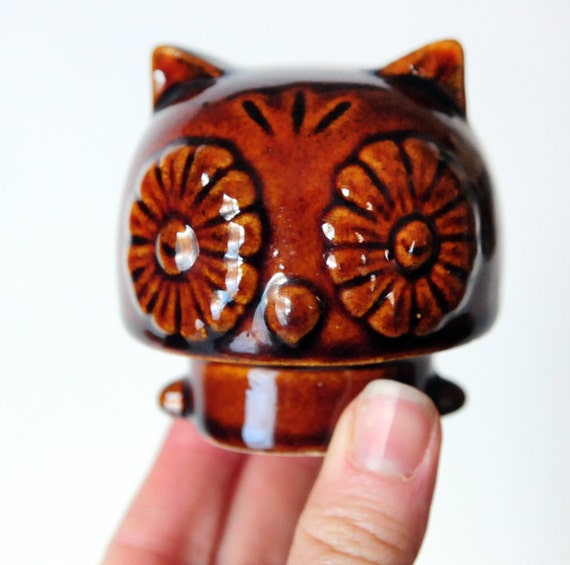 Owl teapot single serve ceramic mid century modern retro