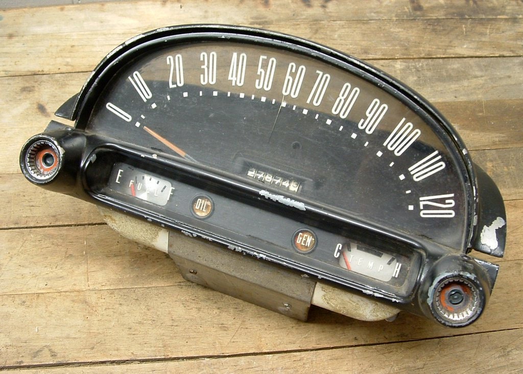 Vintage 1955 Ford Instrument Panel Speedometer Cluster Salvage