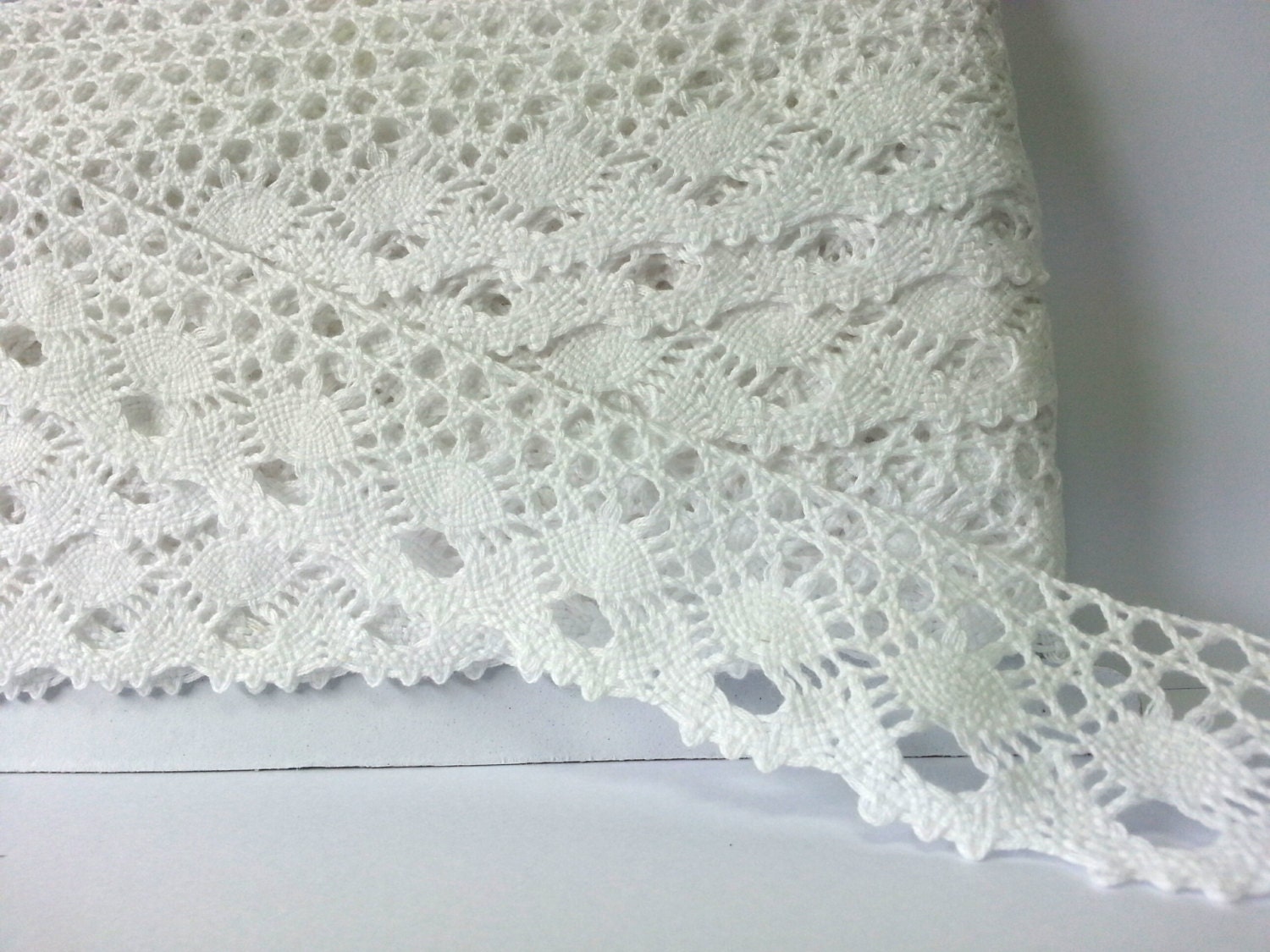 5 yards White Cotton Lace Trim 3.8 cm-Wide Crochet lace trim