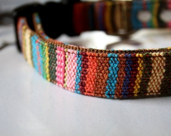 Colorful Striped Mexican Woven Dog Collar