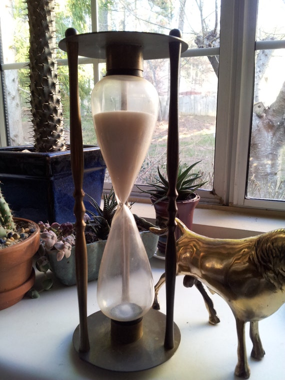 SALE Industrial Brass Hourglass. Vintage Hourglass. Brass