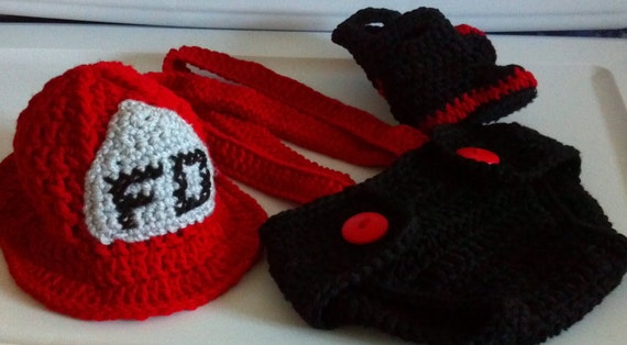 pattern fireman hat newborn for crochet cover by boots diaper ExpertCraftss suspenders Fireman Hat and