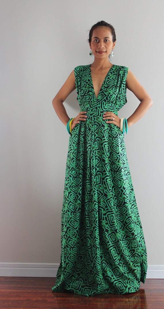Boho Maxi Dress Long Green Dress : Oriental Secrets