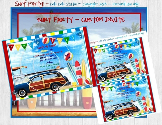 SURF Party - BEACH Party - Custom Printable INVITATION by Bella Bella Studios Il_570xn