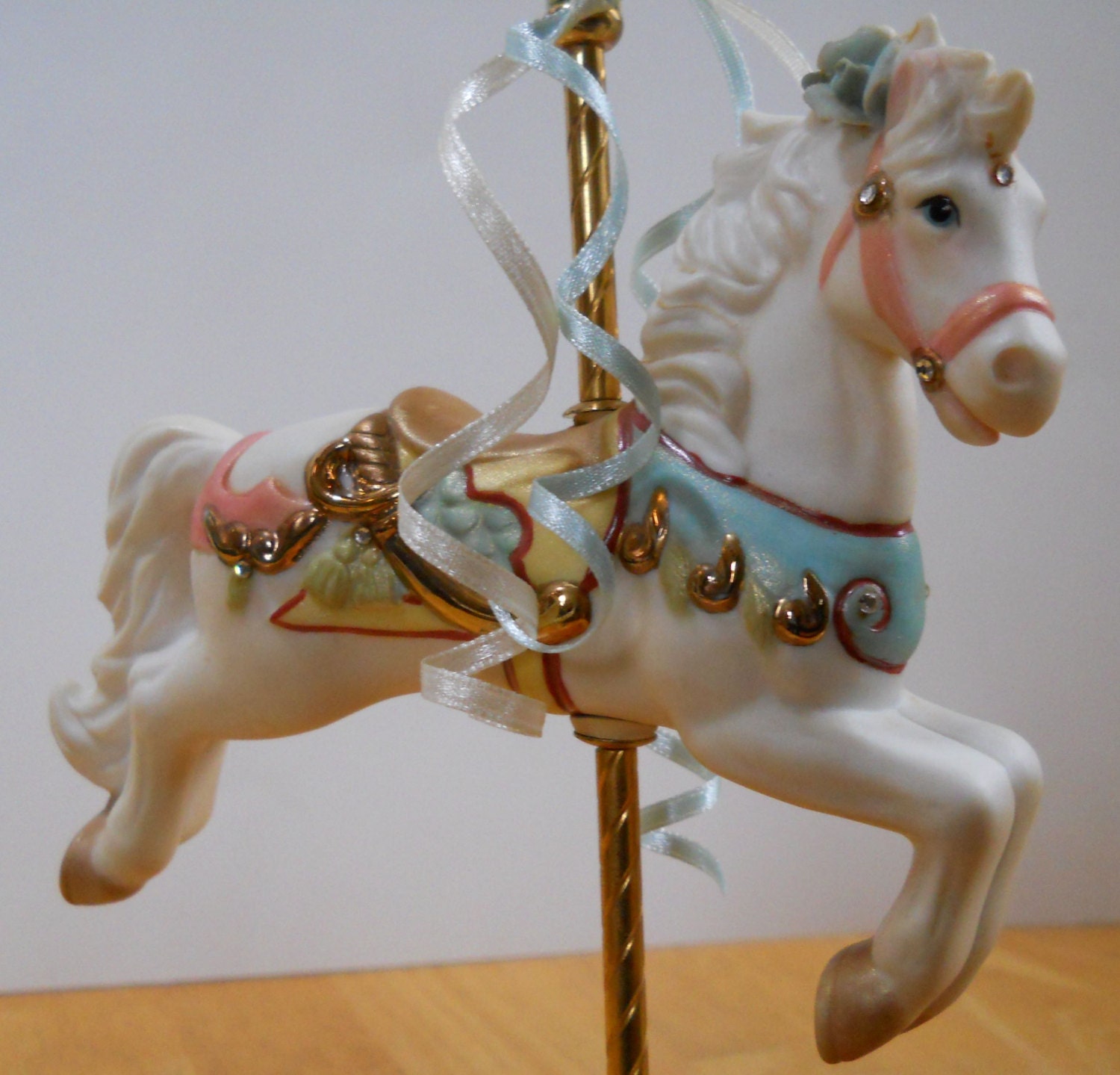 Beautiful Animated Porcelain Carousel Horse Music Box plays