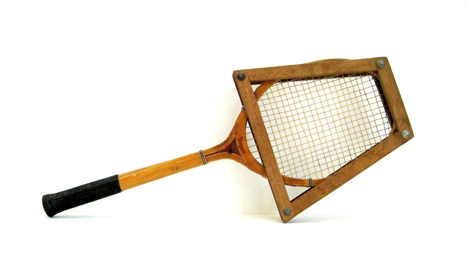 Vintage Wilson Wooden Tennis Racquet 1950s Vogue Leather