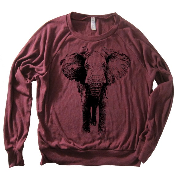 Womens ELEPHANT Tri-Blend Pullover Sweatshirt - American Apparel Sweater - S M L (8 Color Options)