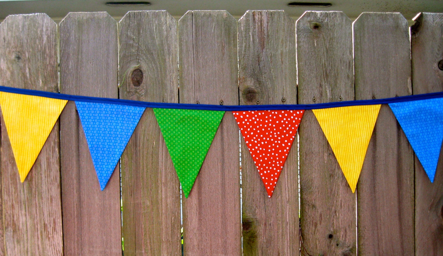 Primary Colors Fabric Bunting Banner Sesame by PinkPopPolkaDot