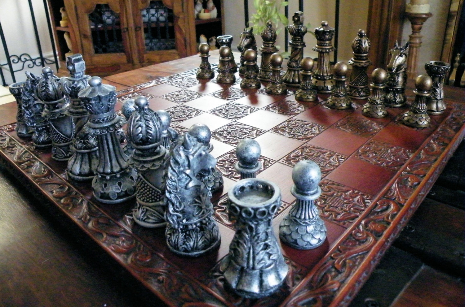 Used Ornate Staunton Chess Set Pieces Board Not Included