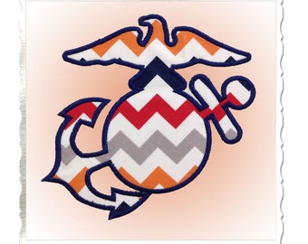Applique Eagle Globe Anchor Silhouette Machine Embroidery Design - 4 Sizes