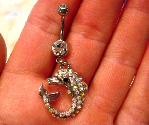Sale Navel Ring Belly Button Ring Clear & AB by ArianrhodWolfchild