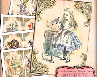 ALICE in WONDERLAND prop decoration party printable digital collage sheet for your wonderland party