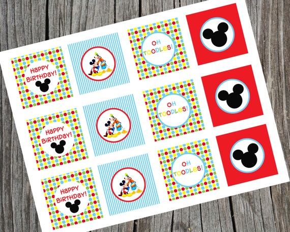 Ready to Email Printable Mickey Mouse Cupcake toppers. Mickey Mouse Clubhouse Birthday Party Cupcake Toppers. Il_570xn