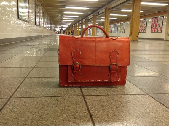 orange leather briefcase