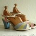 vintage 1940s platforms / 40s multi-color shoes / size 6.5