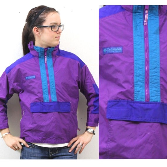 Vintage Retro Purple Columbia Rain Jacket Windbreaker