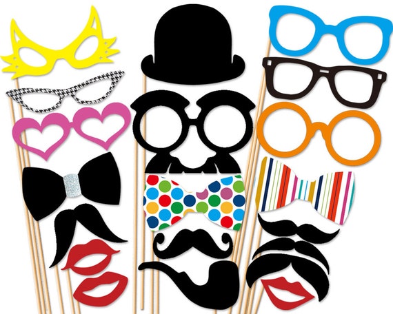 Best Party Photo Booth Props Set 20 Piece Mustache On a