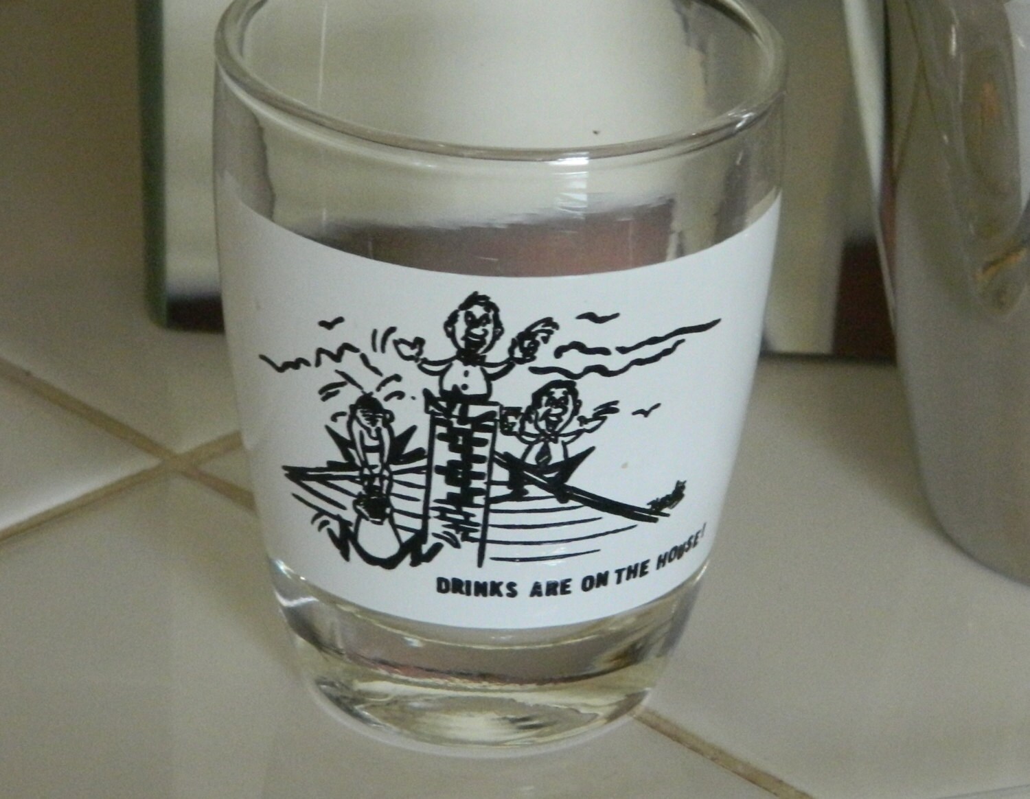 Fun Vintage Bar Shot Glass Black White