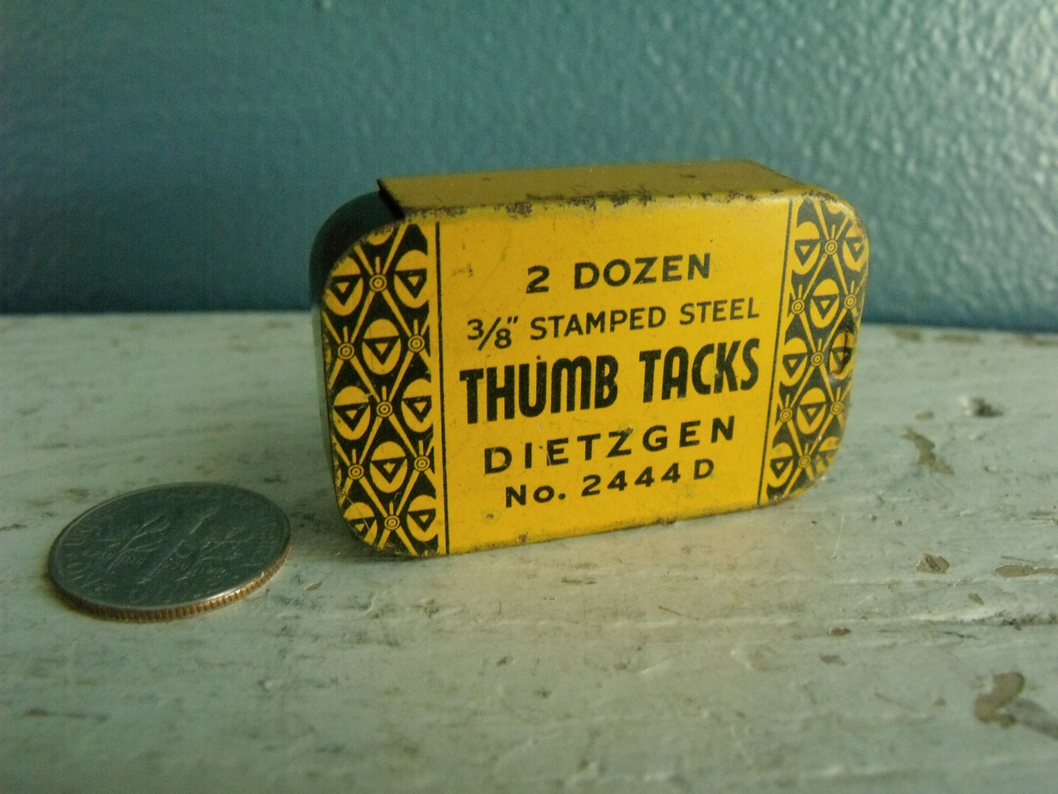Tiny Thumb Tack Tin Vintage Dietzgen