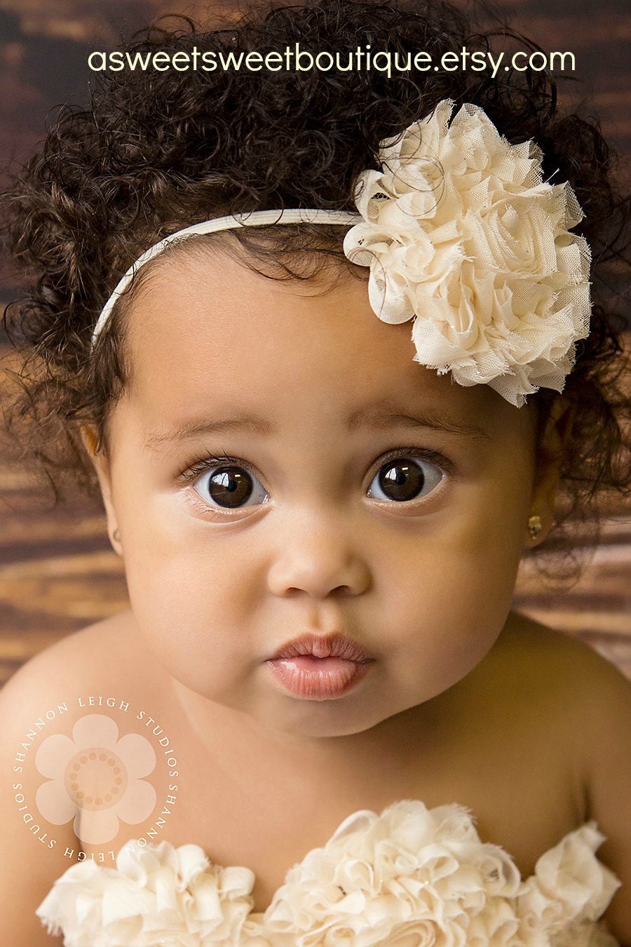 Baby Headband Glitter Chiffon Rosette Flower Headband Newborn Photo Prop Many Colors Available