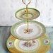 Free Shipping - Lovely Vintage 3 Tier Green Band with bouquet of flowers Tea Stand by Ellya ON SALE