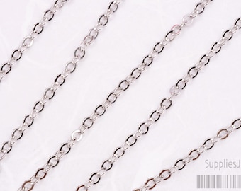C002-R// Original Rhodium Plated Small Cable Chain, 5M