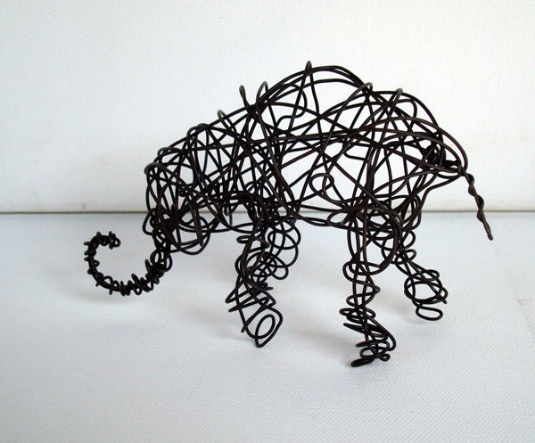 Handmade Wire Sculpture TINY ELEPHANT Wire Animal