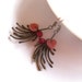 Copper wire earrings, contemporary jewelry, red beaded earrings, wire jewelry, eccentric earrings, artistic jewelry, funky earrings, Fantasy