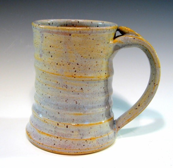 Pottery Mug Thumb Rest Tall Coffee Cup by LaurenBauschOriginal