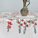 Vintage Floral Linen Tablecloth, French country, cottage chic, colorful Tablecloth, Rustic housewares, Garden inspired