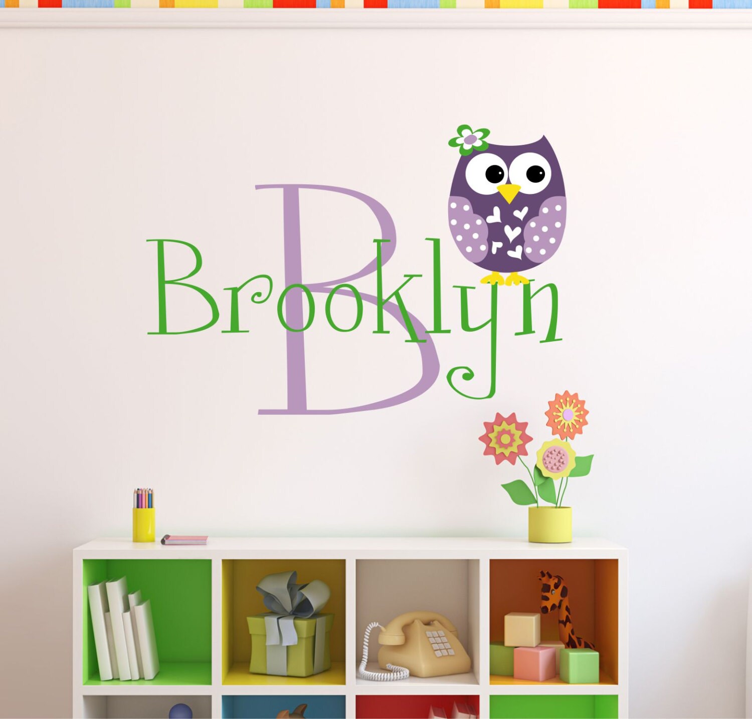 Personalized Owl Wall Decal Name Wall Decal Owl Nursery