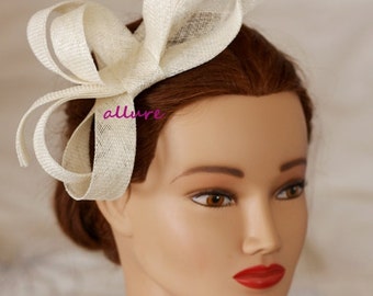 ivory wedding fascinator, kentucky derby hat, coctail hat, ivory wedding headpiece