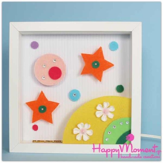 Items similar to Planets night light boxframe - Nursery wall art, nursery decor, baby nursery ...
