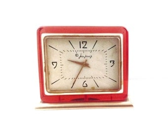 Clock RARE 1950's RED color, use for home decor or your collection.