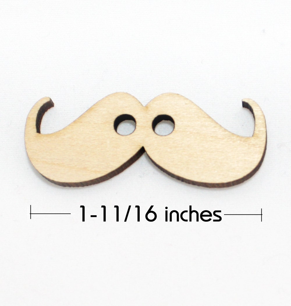Mustache Button Walnut Laser Cut Wood Button for Stuffed