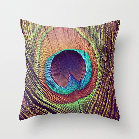 Peacock Pillow cover pillow case peacock feather pillow case girls room trendy throw