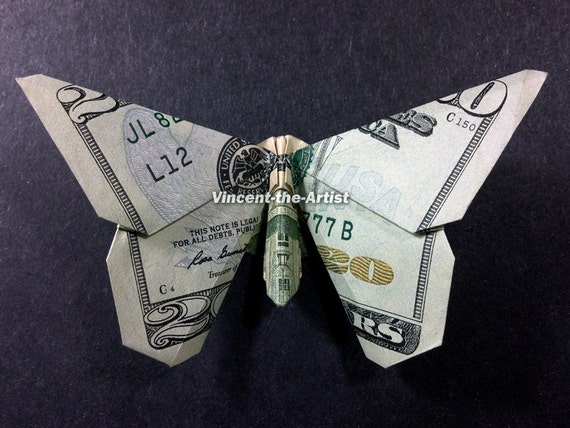 BUTTERFLY Dollar Origami - Made with $20 bill | Money origami, Origami ...