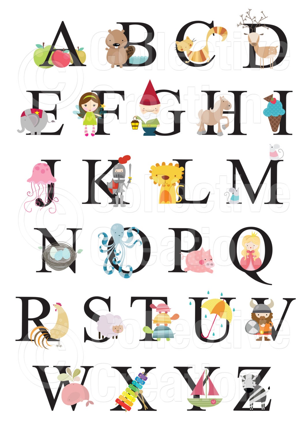 alphabet wall chart commercial and personal by collectivecreation