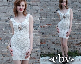 Vintage 80s Sheer Lace Bandage Mini Dress S M Fitted Dress Bandage Dress Bodycon Dress Lace Dress Sheer Dress Club Dress Party Dress