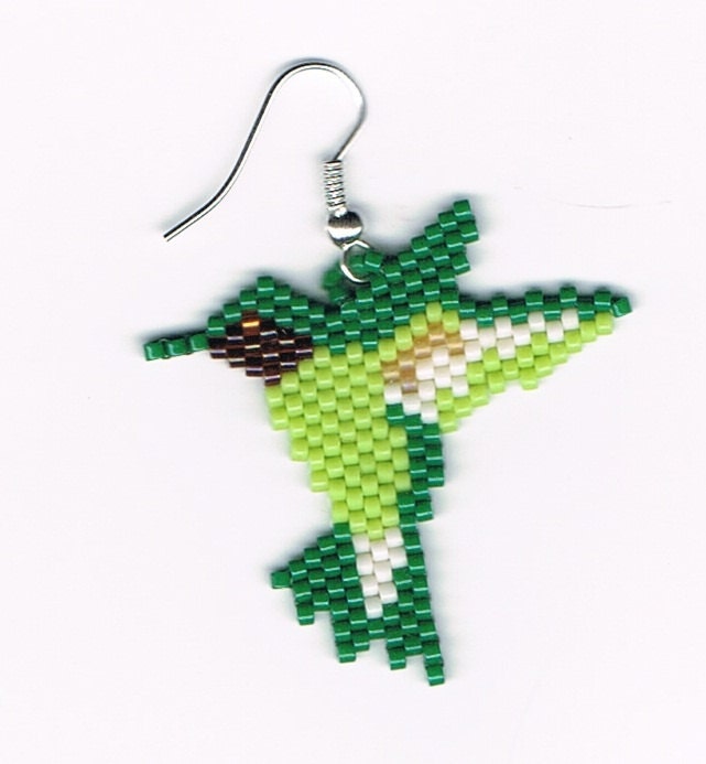 Hand Beaded Hummingbird Dangling earring number 7