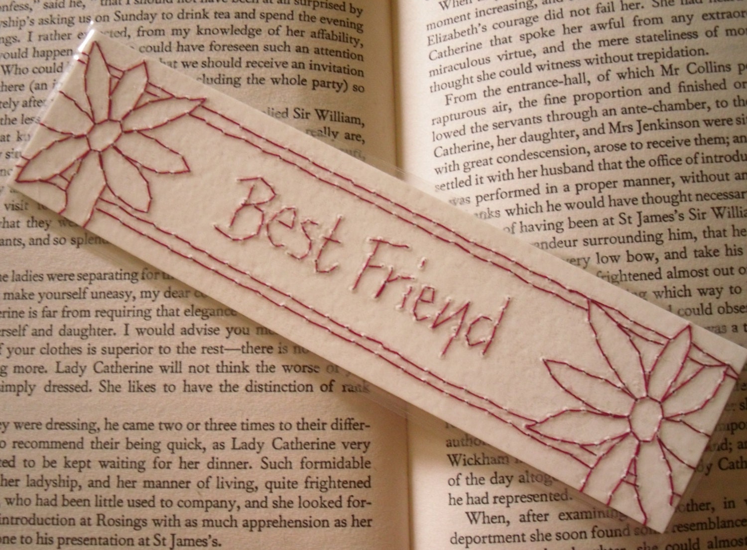 Best Friend Bookmark Stitched Bookmark Floral Laminated Page