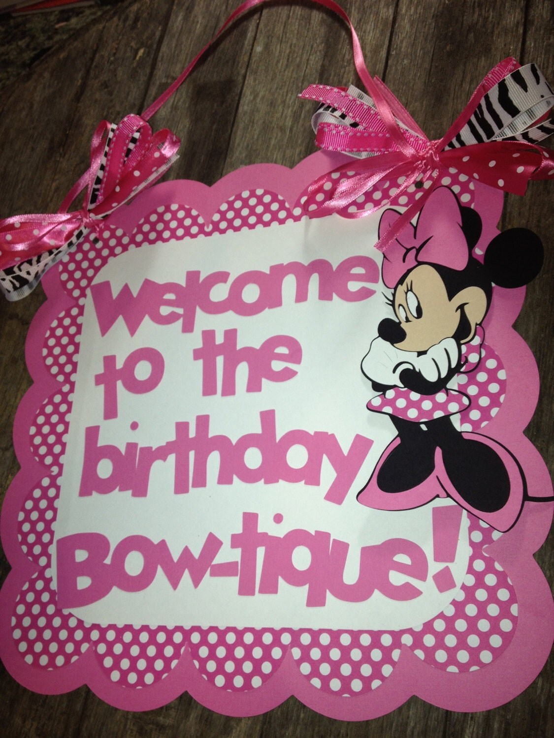 Minnie Mouse birthday door sign pink polka dots with
