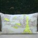Neon Yellow Paris Eiffel Tower Printed on French Toile de Jouy Pillow Cover