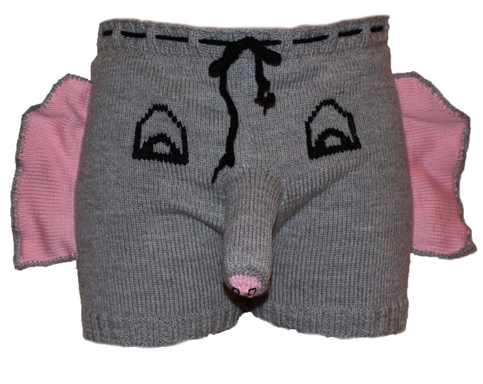 Bachelor Party Joke Underwear - Funny Novelty Stag Night Or Bachelorette Costume Knitted Elephant Trunk Boxer Shorts, Penis Underwear
