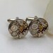 Steampunk Cufflinks with the smallest round vintage watch movements. Vintage upcycled mens Cuff Links, Gift under 30 Dollars
